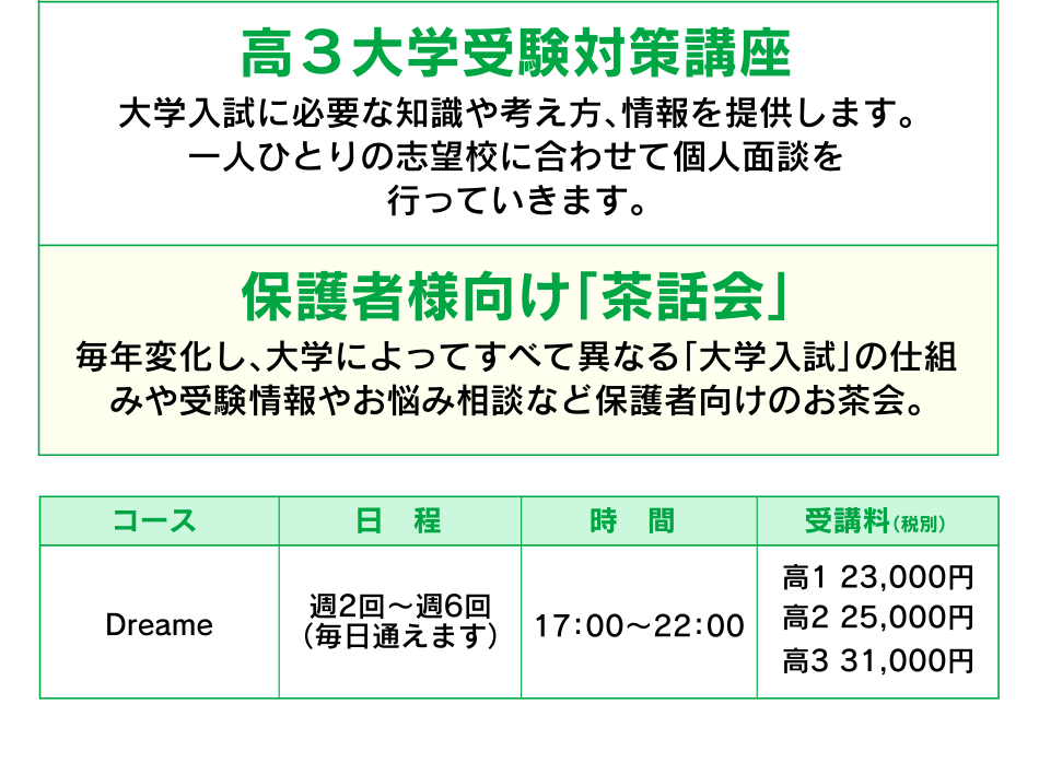 高３大学受験対策講座 保護者様向け「茶話会」